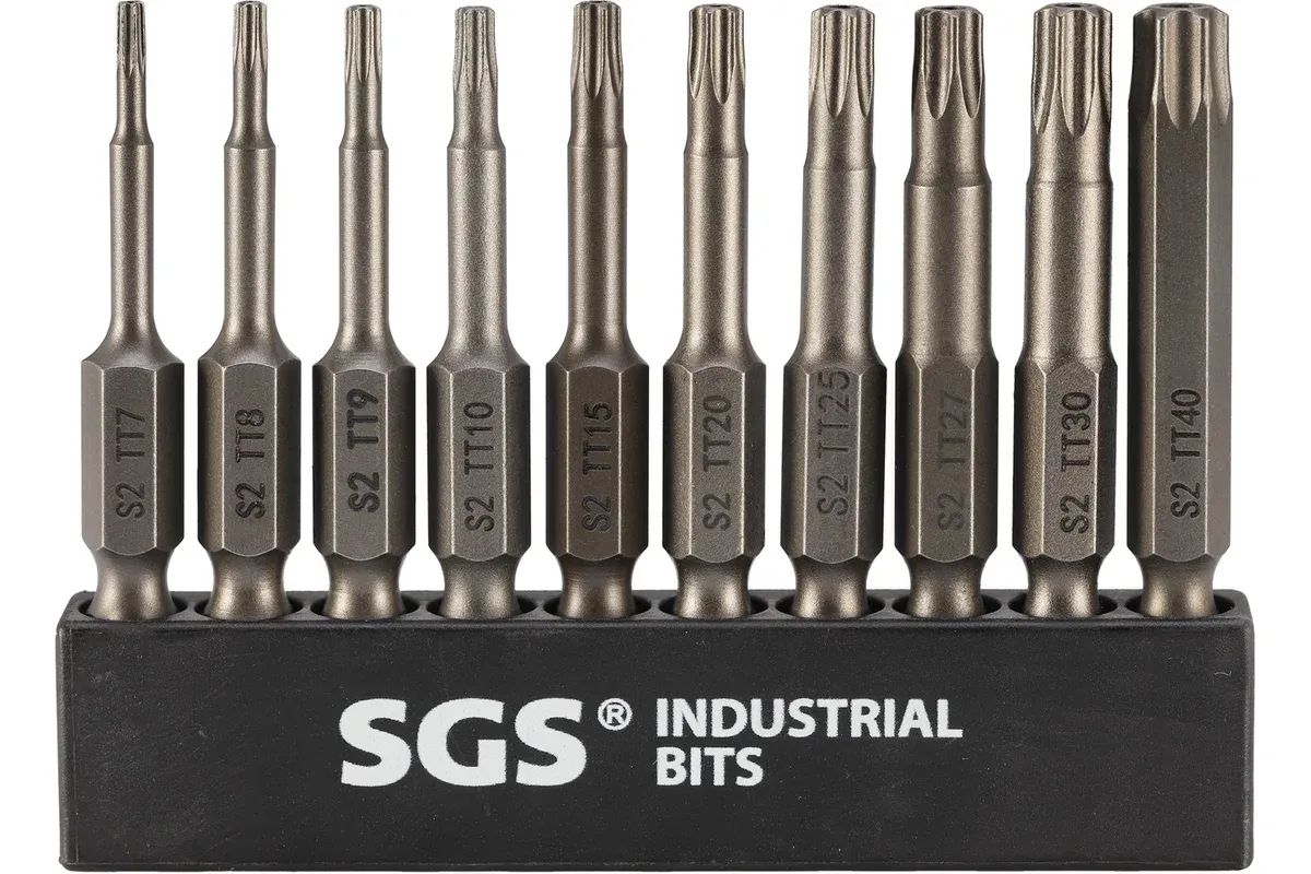 Набор бит TORX Pin с отверстием, 50 мм SGS SGS6350-10TTC, сталь S2, 10 шт - фото
